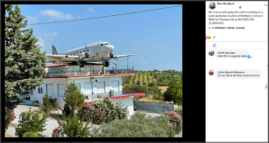 DC-3 cafe in Methoni, Greece (by Ron Berghuis / FB)